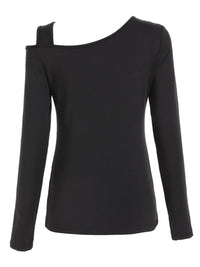 Cutout Asymmetrical Neck Long Sleeve T-Shirt Trandify Deal