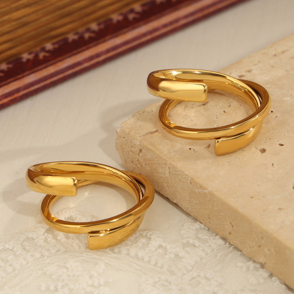Titanium Steel Layered Wrap Ring Trandify deal