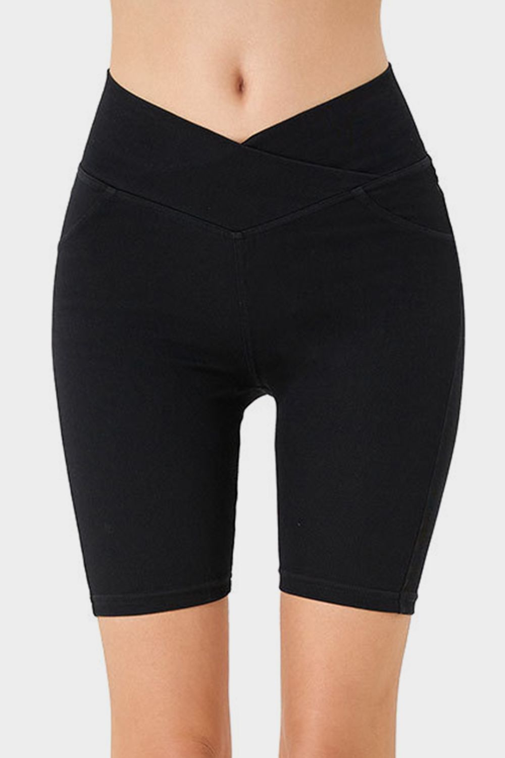Basic Bae Asymmetrical Waist Denim Shorts with Pockets Trandify Deal