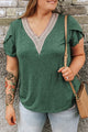 Plus Size V-Neck Petal Sleeve Blouse - Trandify Deal