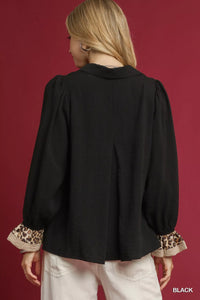 Leopard Print Blouse for Women Viscose Button Down Shirt Back View