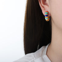 Titanium Steel Enamel Hoop Earrings Trandify deal