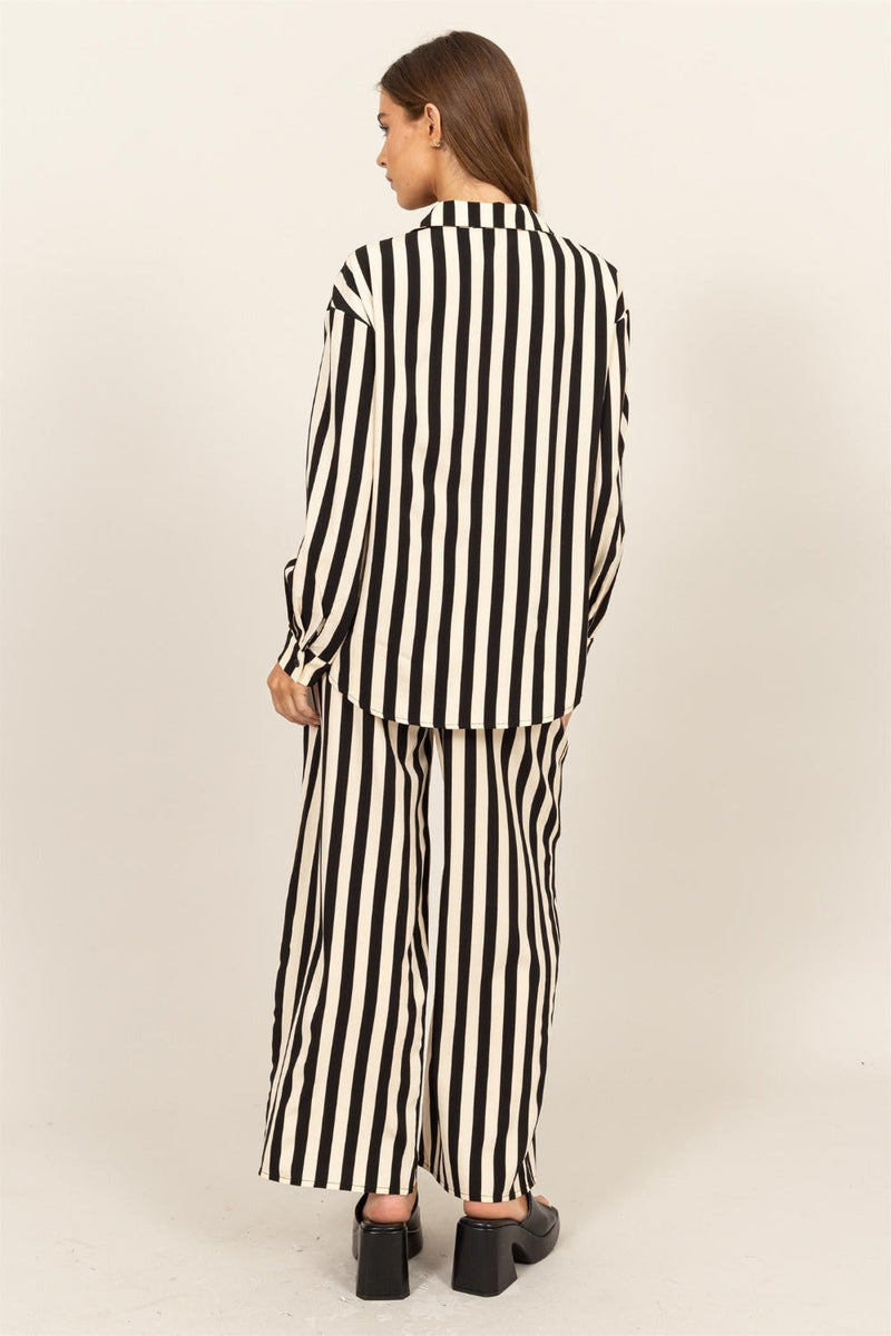 HYFVE Striped Button Up Shirt and Pants Set Trandify Deal