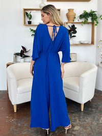 Double Take Full Size Surplice Wide Leg Jumpsuit with Pockets Trandify Deal
