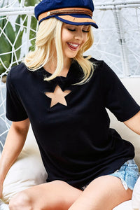 BiBi Star Cutout Short Sleeve T-Shirt Trandify deal