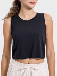 Millennia Drawstring Cutout Round Neck Active Tank Trandify deal