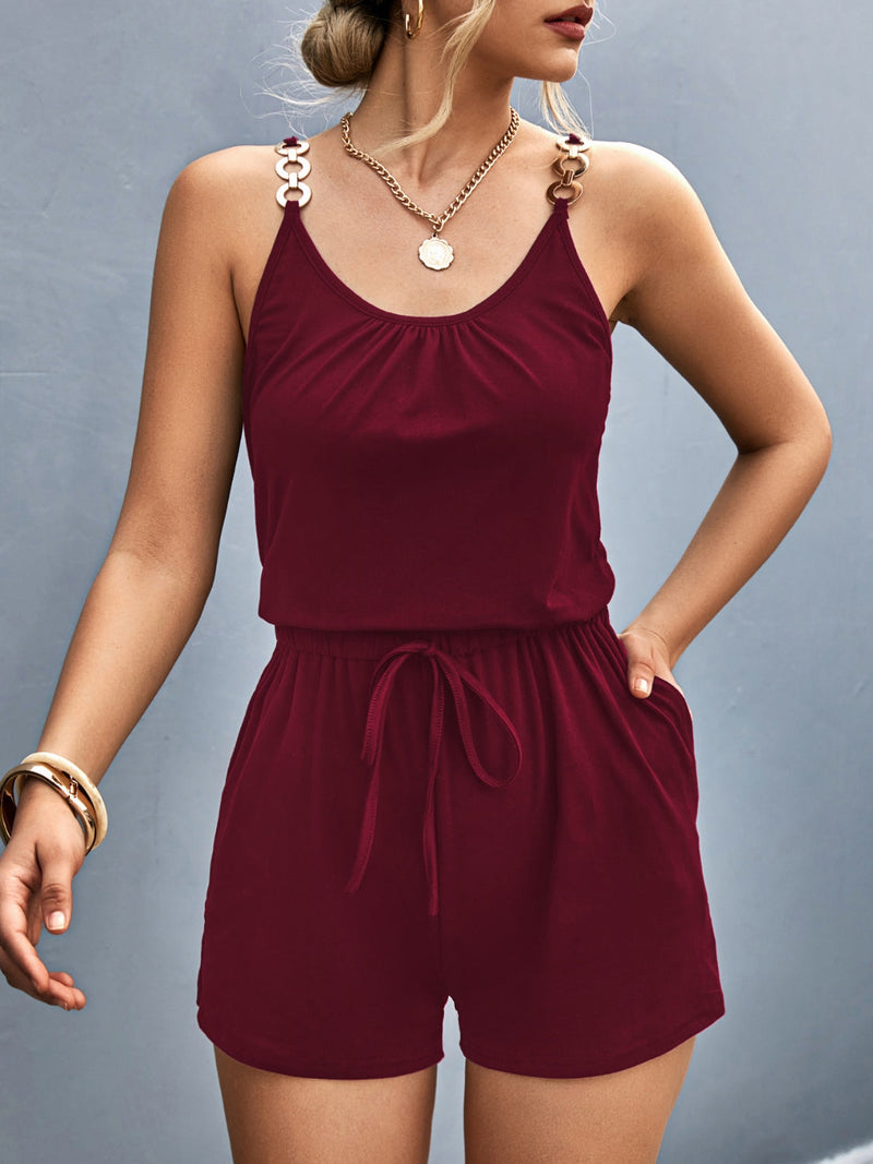 Scoop Neck Romper with Pockets for Women – Trendy Summer Outfit – TrandifyDeal