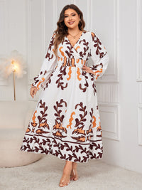 Honey Plus Size Printed Surplice Flounce Sleeve Dress Trandify Deal
