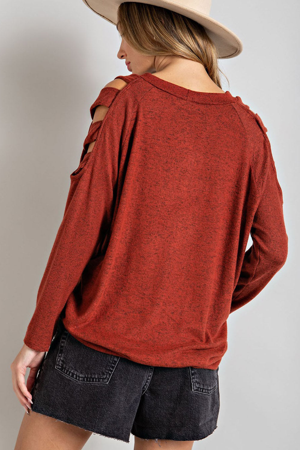 Cutout Round Neck Long Sleeve Top Trandify Deal
