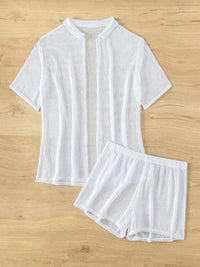 Open Front Half Sleeve Top and Shorts Cover Up Set Trandify deal