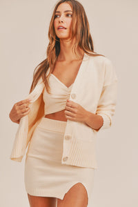 MABLE 3 Pieces Sweater Set with Crop Cami, Mini Skirt, Cardigan Trandify Deal