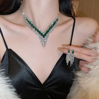 Copper Rhinestone Earrings and Necklace Jewelry Set Trandify Deal