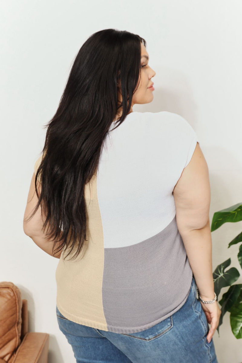 Color Block V-Neck Knit Top Trandify deal