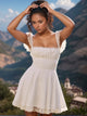 Lace Detail Square Neck Cap Sleeve Mini Dress Trandify Deal