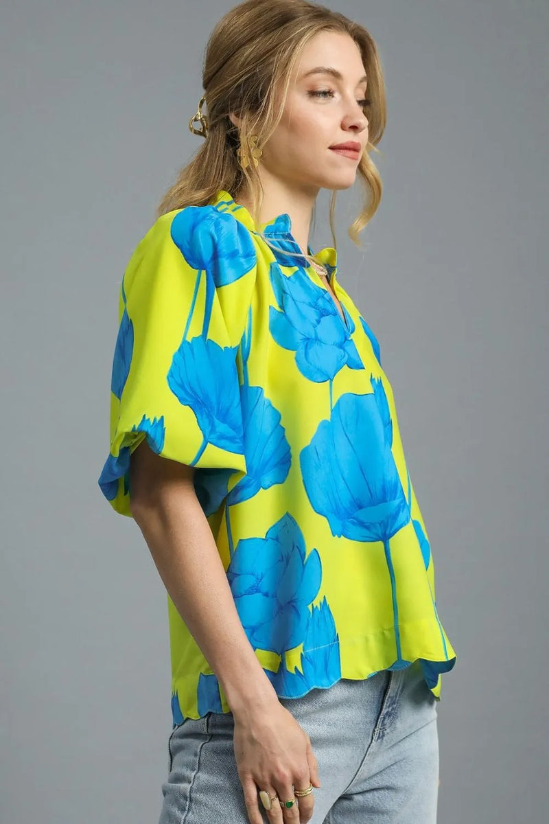 Umgee Floral Blouse – Casual Loose Fit Tunic – Summer Fashion for Women