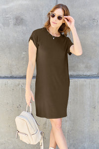 Basic Bae Full Size Round Neck Short Sleeve Dress with Pockets Trandify deal