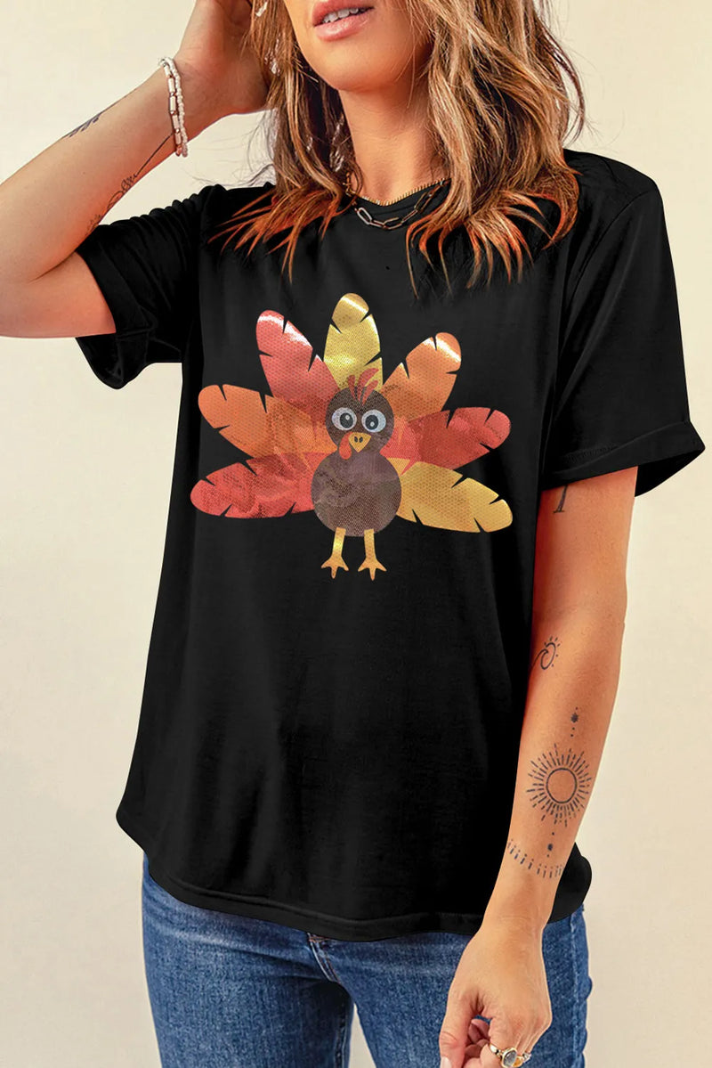 Graphic Round Neck Short Sleeve T-Shirt - Trandify Deal