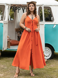 Plus Size Halter Neck Midi Dress Trandify deal