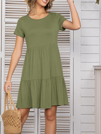 Round Neck Short Sleeve Mini Tee Dress Trandify deal