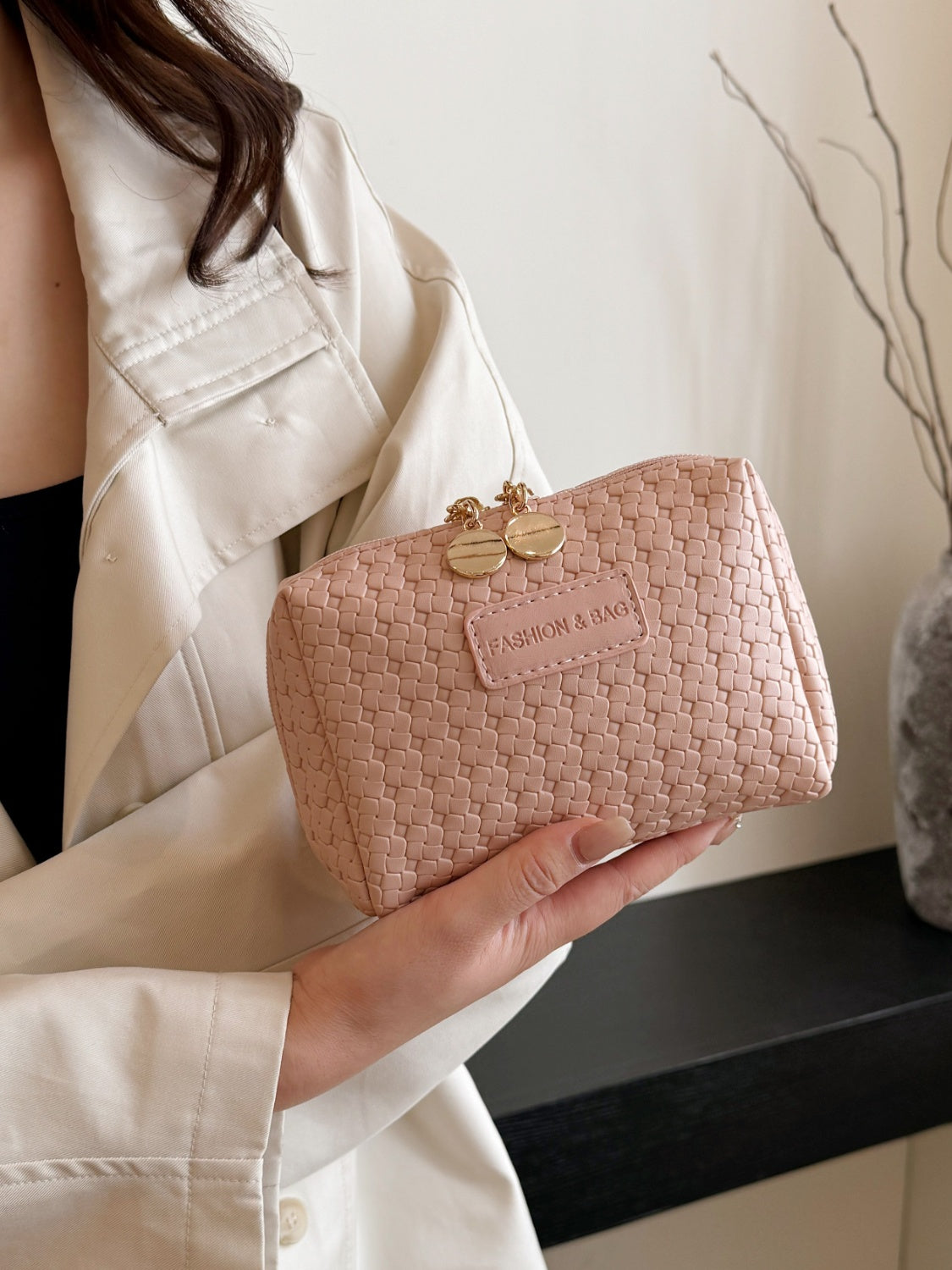PU Leather Woven Clutch Trandify Deal