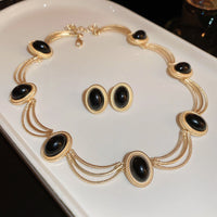 Alloy Oval Gemstone Necklace Trandify Deal