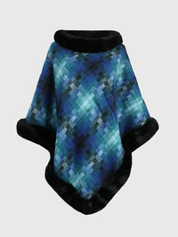 Faux Fur Trim Poncho Trandify Deal