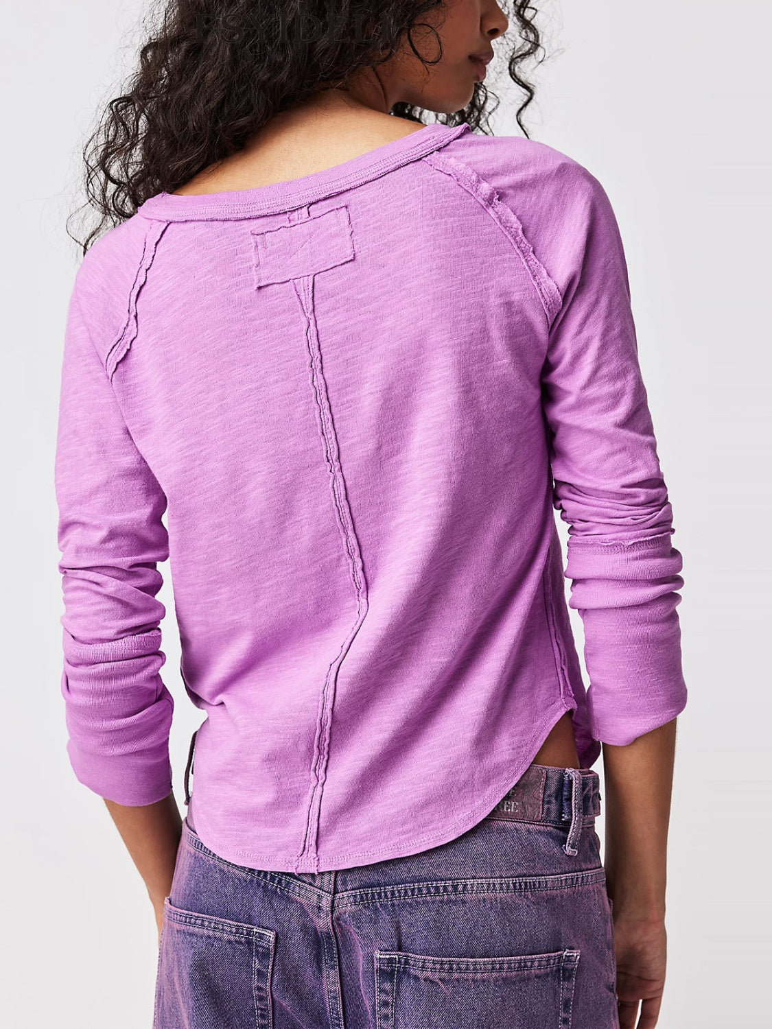 Exposed Seam Notched Long Sleeve T-Shirt Trandify Deal