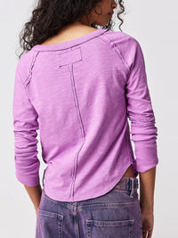 Exposed Seam Notched Long Sleeve T-Shirt Trandify Deal