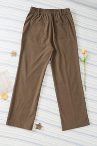 Half Elastic Waist Straight Pants Trandify Deal