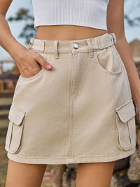 Adjustable Waist Denim Skirt with Pockets Trandify deal