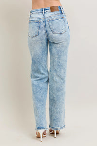 Judy Blue Plus Size 90's Straight Jeans - High Waist Distressed Denim for Women | TrandifyDeal USA
