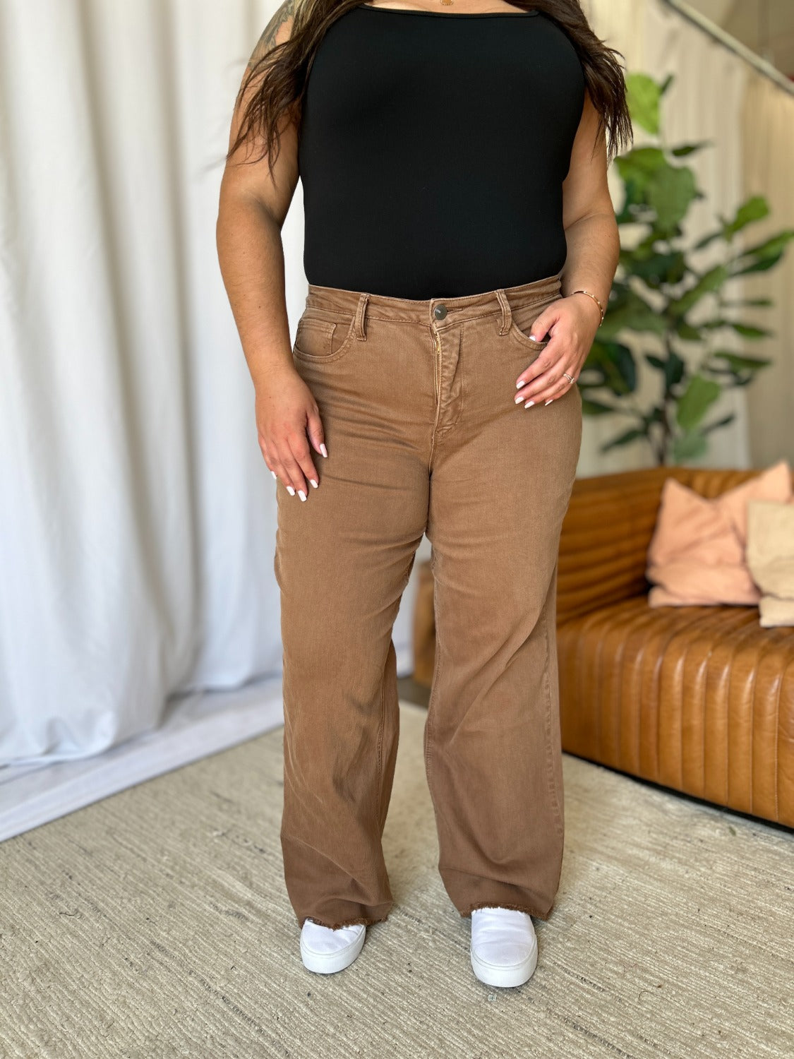 RFM Full Size High Rise Garment Dye Wide Leg Jeans Trandify Deal
