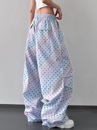 Plus Size Drawstring Joggers with Floral Heart Design – Trendy Comfortable Women’s Pants