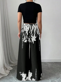 Printed Wide Leg Pants with floral boho pattern model walking