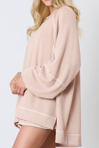 Texture Round Neck Long Sleeve Top and Skirt Set - Trandify Deal