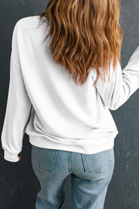 Letter Graphic Round Neck Long Sleeve Sweatshirt Trandify Deal