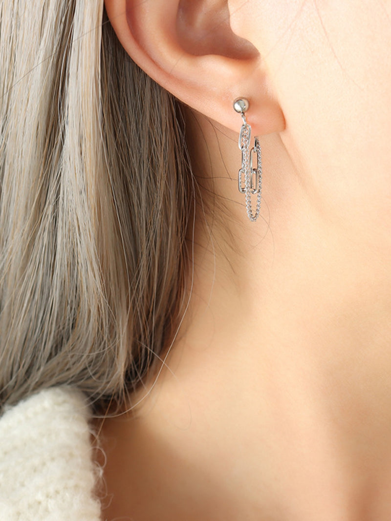 Stylish Titanium Steel Double Chain Earrings for Women – Trendy and Durable Design | TrandifyDeal