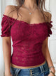 Women’s Off-Shoulder Lace Top – Boho Floral Blouse for Summer Outfits