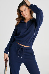 Drawstring Half Zip Hoodie and Joggers Active Set Trandify Deal