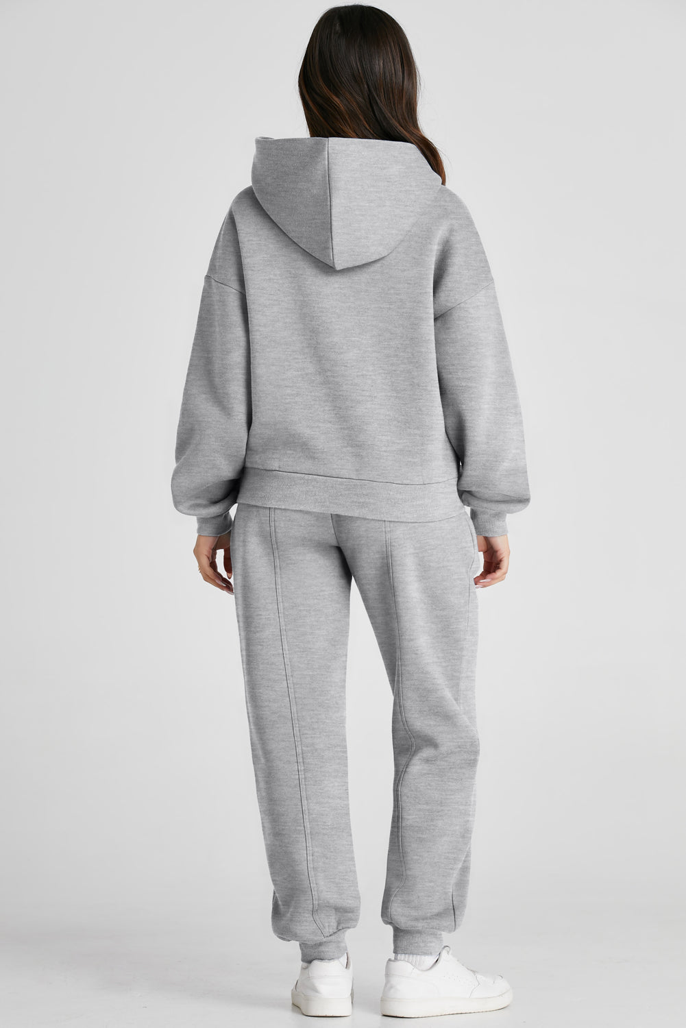 Dropped Shoulder Long Sleeve Hoodie and Pants Active Set Trandify Deal