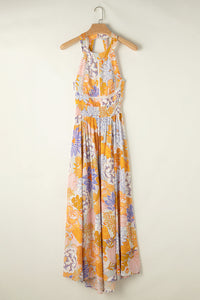 Tied Printed Grecian Sleeveless Maxi Dress Trandify Deal