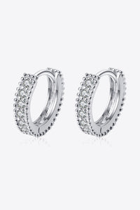 925 Sterling Silver Inlaid Moissanite Huggie Earrings Trandify deal