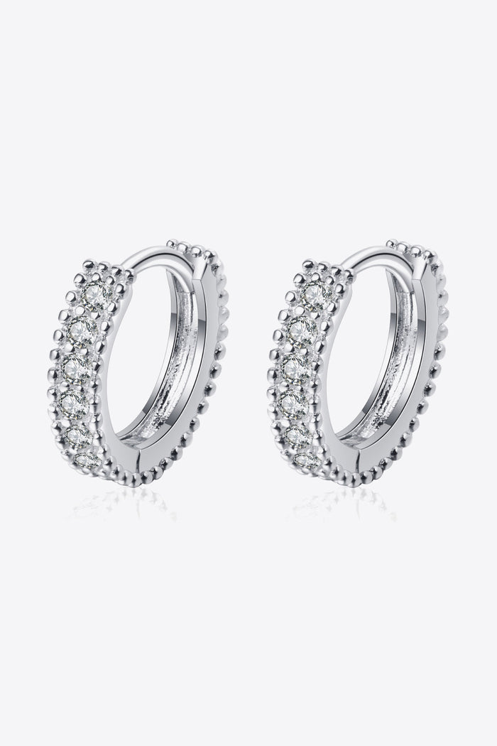925 Sterling Silver Inlaid Moissanite Huggie Earrings Trandify deal