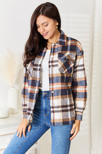 Double Take Plaid Button Front Shirt Jacket with Breast Pockets Trandify Deal