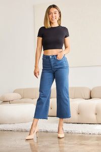 RFM Full Size Tummy Control High Waist Raw Hem Jeans Trandify deal