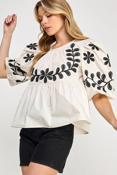 Floral Peplum Blouse for Women – Trendy Puff-Sleeve Top for Summer Outfits