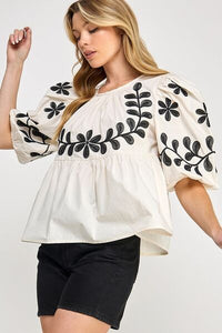 Floral Peplum Blouse for Women – Trendy Puff-Sleeve Top for Summer Outfits