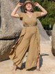 Plus Size Slit Ruffled V-Neck Jumpsuit Trandify deal