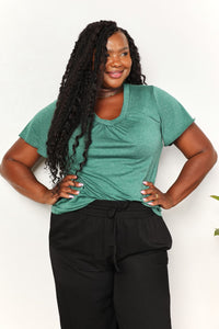 Double Take Ruched V-Neck Short Sleeve T-Shirt Trandify deal