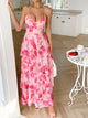 Floral Print Layered Maxi Cami Dress for Women – Boho Summer Fashion with Thigh Slit